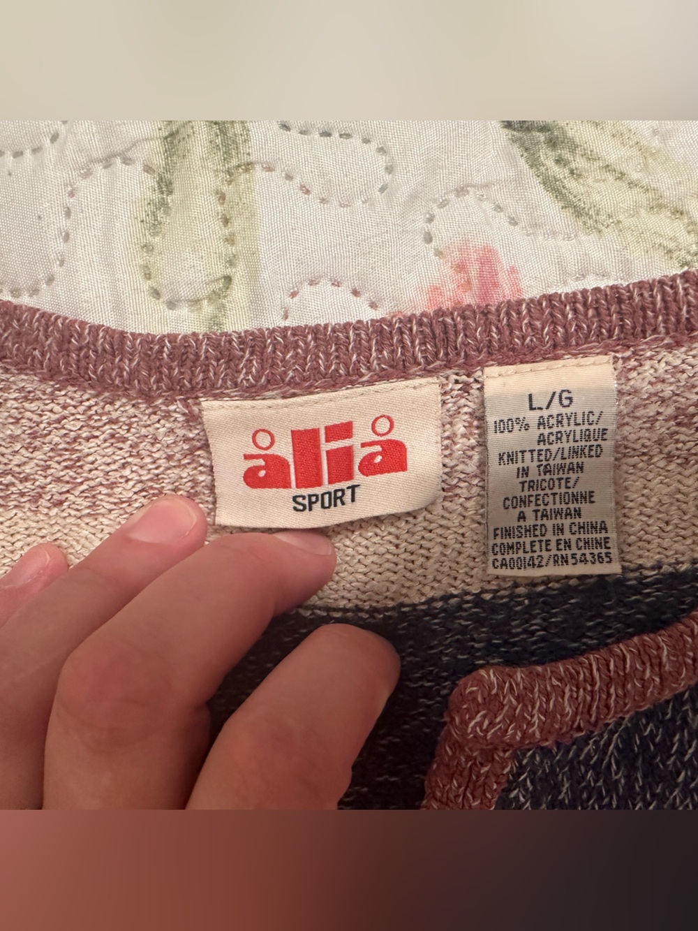 Vintage Alia Sport 3/4 Sleeve Striped Sweater Size Large Women’s - Picture 11 of 11